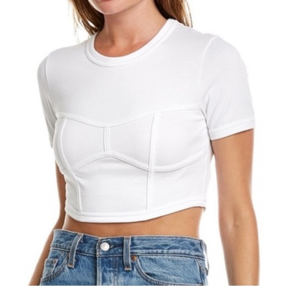 A.L.C. Wren Round-Neck Cropped T-Shirt in White Size XS